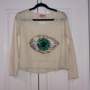 Cream Sweater with Sequin Eye